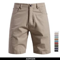 AIOPESON Men's 100% Cotton Summer Shorts Casual 11-Tone Multi-Pocket Lightweight Street Shorts
