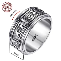 Factory Price S925 Sterling Silver Movable Great Wall Pattern Ring Men Women Real Silver Double-layer Rotatable Rings Jewelry