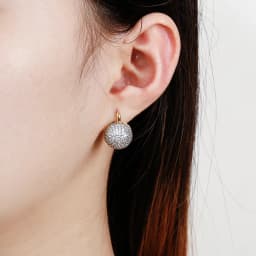 Round shiny inlaid zircon earrings ring set fashionable jewelry copper plated 14K gold party festival fashion luxury jewelry