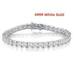 100% Real S925 Sterling Silver Plated 18K Gold 5A Grade Zircon Black Tennis Bracelet for Men and Women Fashion Exquisite Jewelry