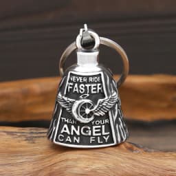 New Vintage 316L Stainless Steel Motorcycle Bike Bell Angel Wing Wheel Keychains For Men Fashion Punk Lucky Jewelry Dropshipping