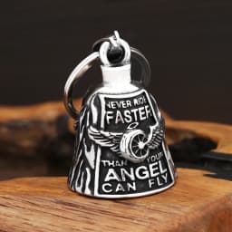 New Vintage 316L Stainless Steel Motorcycle Bike Bell Angel Wing Wheel Keychains For Men Fashion Punk Lucky Jewelry Dropshipping