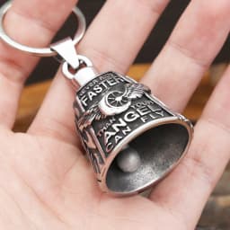 New Vintage 316L Stainless Steel Motorcycle Bike Bell Angel Wing Wheel Keychains For Men Fashion Punk Lucky Jewelry Dropshipping