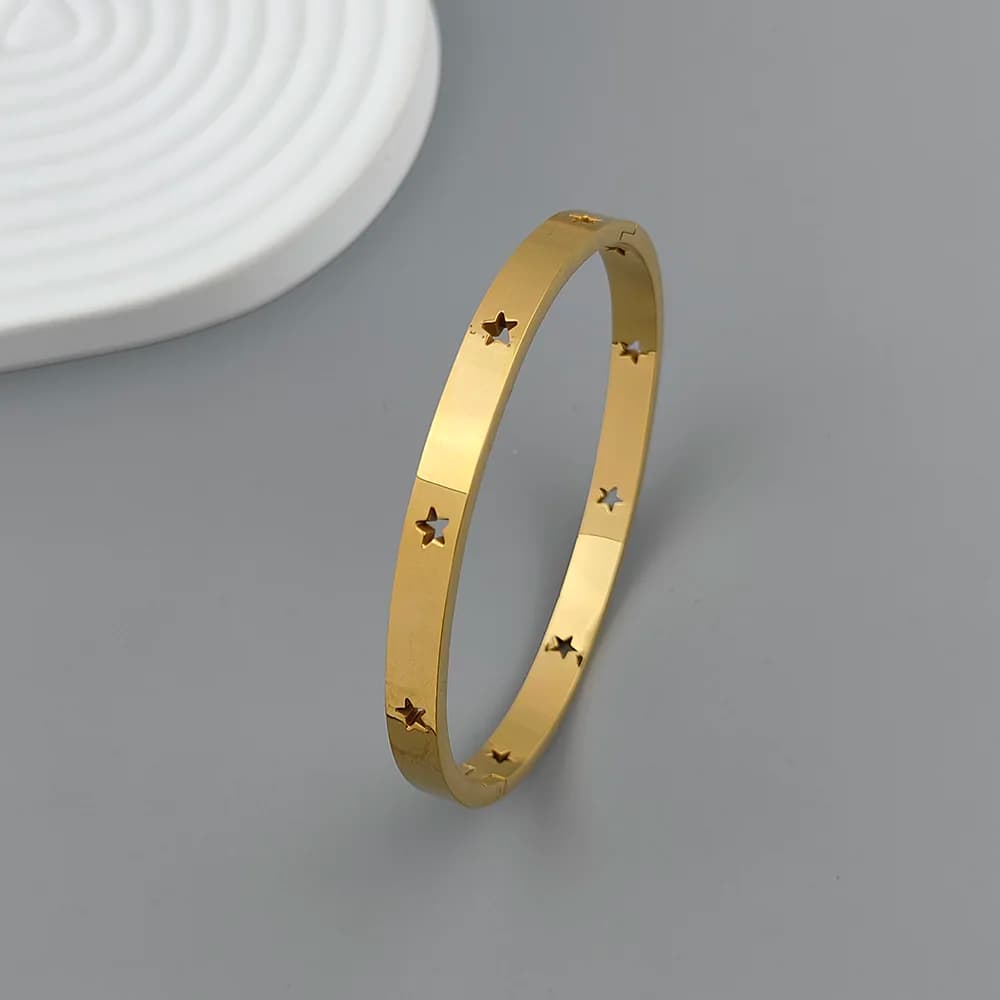 New five-pointed star stainless steel gold-plated women's bracelet, high-quality waterproof metal bracelet, party jewelry