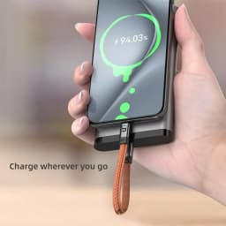 PD 240W Fast Charging Cord Portable Keychain USB C Cable Smooth Leather Lanyard Phone Charm for Travel iPhone Samsung Laptop