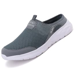 Mens Half Slippers Summer Breathable Mesh Mens Shoes Outdoor Casual Walking Driving Shoes Large Flat Light Mesh Slippers Sandals