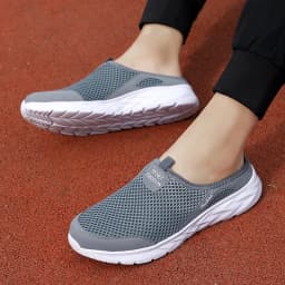 Mens Half Slippers Summer Breathable Mesh Mens Shoes Outdoor Casual Walking Driving Shoes Large Flat Light Mesh Slippers Sandals