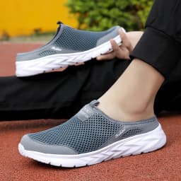 Mens Half Slippers Summer Breathable Mesh Mens Shoes Outdoor Casual Walking Driving Shoes Large Flat Light Mesh Slippers Sandals