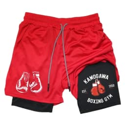 Men's gym compression shorts boxing printed sports pants double layered quick drying basketball beach muscle exercise fitness