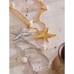 Yhpup Stainless Steel Double Layer Ocean Summer Holiday Necklace Jewelry Waterproof Handmade for Women Gold Platinum PVD Plated