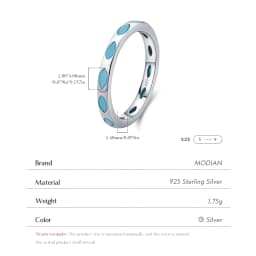 MODIAN 925 Sterling Silver Retro Rhombic Simulated Turquoise Stackable Eternity Fashion Stackable Band Ring For Women Jewelry