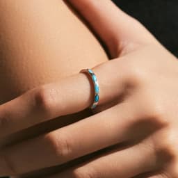 MODIAN 925 Sterling Silver Retro Rhombic Simulated Turquoise Stackable Eternity Fashion Stackable Band Ring For Women Jewelry