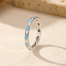 MODIAN 925 Sterling Silver Retro Rhombic Simulated Turquoise Stackable Eternity Fashion Stackable Band Ring For Women Jewelry