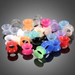 24X Ultra Thin Silicone Flexible Ear Plug Double Flared Expander Flesh Tunnel 2g (6mm) to 1'' (25mm) Gauge Stretching Kit