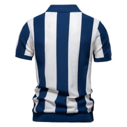 AIOPESON 2025 New Summer Men's Breathable Striped Contrast Panel Polo Shirt - Casual Short Sleeve Knit Shirt with Comfort Fit