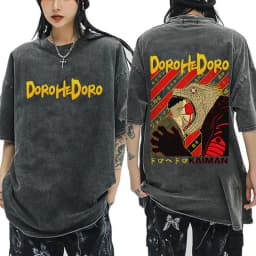 Anime Dorohedoro Gyoza Crazy Hungry Bug Vintage Washed T-shirt Men Women Manga Graphic T-shirts Gothic Horror Oversized T Shirts