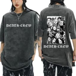 Anime Dorohedoro Gyoza Crazy Hungry Bug Vintage Washed T-shirt Men Women Manga Graphic T-shirts Gothic Horror Oversized T Shirts