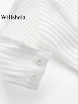 Willshela Women Fashion Ribbed Bodysuit With Organza Ruffle Vintage High Elastic Sexy y2k Female Chic Lady Tops body femme