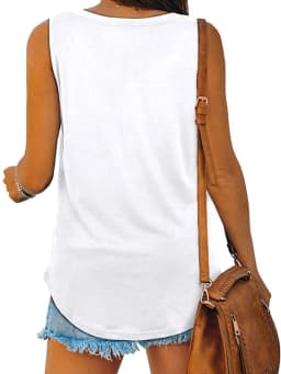 V-neck irregular hem solid color vest casual fashion sleeveless loose for vest women