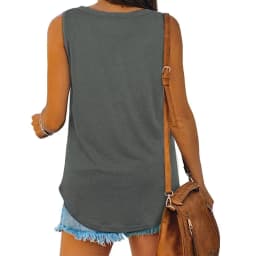 V-neck irregular hem solid color vest casual fashion sleeveless loose for vest women