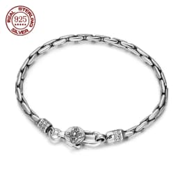 Factory Price 100% Real Solid S925 Silver Handmade Woven Retro Domineering Style Ppersonality Keel Man and Woman Bracelets