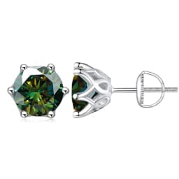 JoyceJelly 0.5-2CT Colorful Moissanite Screws Back Earrings for Women S925 Sterling Silver Jewelry Plated 18K 6 Prongs Ear-studs