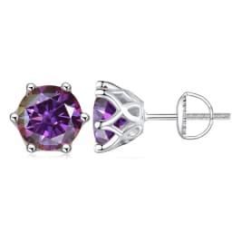 JoyceJelly 0.5-2CT Colorful Moissanite Screws Back Earrings for Women S925 Sterling Silver Jewelry Plated 18K 6 Prongs Ear-studs
