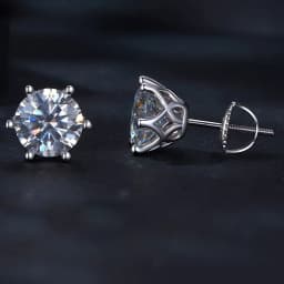 JoyceJelly 0.5-2CT Colorful Moissanite Screws Back Earrings for Women S925 Sterling Silver Jewelry Plated 18K 6 Prongs Ear-studs