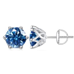 JoyceJelly 0.5-2CT Colorful Moissanite Screws Back Earrings for Women S925 Sterling Silver Jewelry Plated 18K 6 Prongs Ear-studs