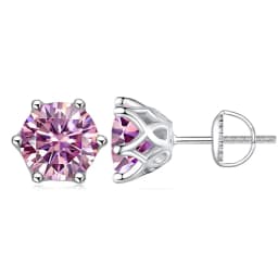 JoyceJelly 0.5-2CT Colorful Moissanite Screws Back Earrings for Women S925 Sterling Silver Jewelry Plated 18K 6 Prongs Ear-studs