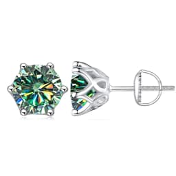 JoyceJelly 0.5-2CT Colorful Moissanite Screws Back Earrings for Women S925 Sterling Silver Jewelry Plated 18K 6 Prongs Ear-studs