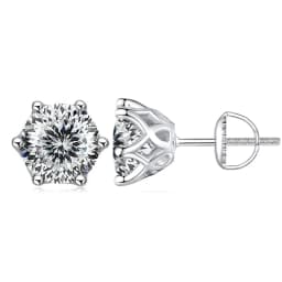 JoyceJelly 0.5-2CT Colorful Moissanite Screws Back Earrings for Women S925 Sterling Silver Jewelry Plated 18K 6 Prongs Ear-studs