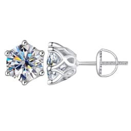 JoyceJelly 0.5-2CT Colorful Moissanite Screws Back Earrings for Women S925 Sterling Silver Jewelry Plated 18K 6 Prongs Ear-studs