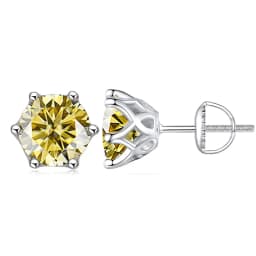 JoyceJelly 0.5-2CT Colorful Moissanite Screws Back Earrings for Women S925 Sterling Silver Jewelry Plated 18K 6 Prongs Ear-studs