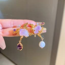 Asymmetrical Fresh Water Pearl Zircon Earring for Women Natural Stone Butterfly Drop Earrings Light Luxury Unique Jewelry