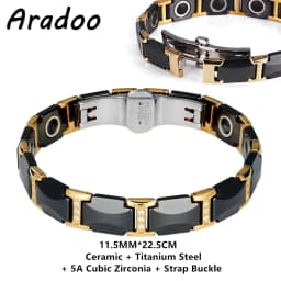 Ceramic Titanium Steel Hematite Magnetic Therapy Bracelet Strap Buckle Adjustable Bracelets With Regulator