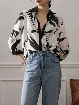 Fashion Luxury Ladies Shirt France Style Woman Printing Blouse Spring Summer Half Sleeve Tops Blusa Mujer