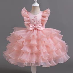 3-10 Years Children Boutique Dinner Party Formal Dress Princess Pink Elegant Glitter Ball Gown Baby Girls Birthday Party Dresses