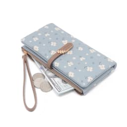 Long Handbag Female 2024 Spring/Summer New Korean PU Printed Zipper Buckle Collapsible Multi-Function Long Wallet Can Be Wrist M
