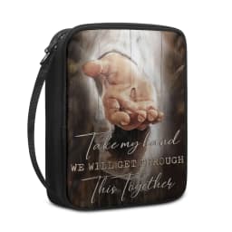 Print Cross and Psalm Text Bible Covers For Men Book Carrying Case Travel Bible Case Organizer With Handle For Easy Carrying
