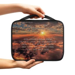 Print Cross and Psalm Text Bible Covers For Men Book Carrying Case Travel Bible Case Organizer With Handle For Easy Carrying