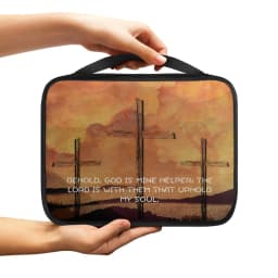 Print Cross and Psalm Text Bible Covers For Men Book Carrying Case Travel Bible Case Organizer With Handle For Easy Carrying