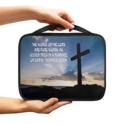 Print Cross and Psalm Text Bible Covers For Men Book Carrying Case Travel Bible Case Organizer With Handle For Easy Carrying