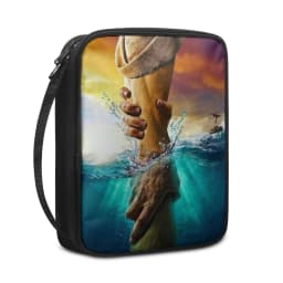 Print Cross and Psalm Text Bible Covers For Men Book Carrying Case Travel Bible Case Organizer With Handle For Easy Carrying