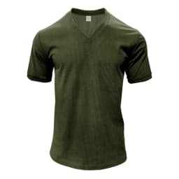 Men's Corduroy European and American Summer Men's V-Neck Solid Color Slim Casual T-Shirt