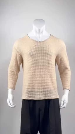Autumn Men's Clothing Luxury Knit T Shirt Solid Color V Neck Long Sleeve Leisure Streetwear Popular Hollow Out Loose Tees S-3XL