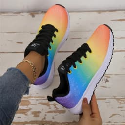 Women's Casual Shoes Summer Mesh Breathable Outdoor Platform Sneakers Lace Up Fashion Sports Walking Running Shoes for Women