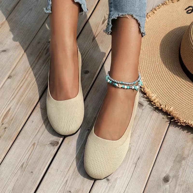 2024 Summer New Knitting Sock Sneakers Slip on Female Round Toe Plus Size Light Breathable Shoes Women's Flat Shoes