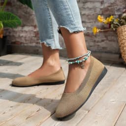 2024 Summer New Knitting Sock Sneakers Slip on Female Round Toe Plus Size Light Breathable Shoes Women's Flat Shoes