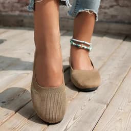 2024 Summer New Knitting Sock Sneakers Slip on Female Round Toe Plus Size Light Breathable Shoes Women's Flat Shoes